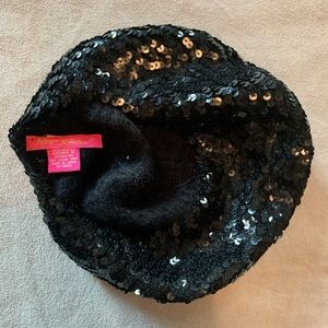 SUPER CUTE BLACK BETSEY JOHNSON SEQUIN BERET !!